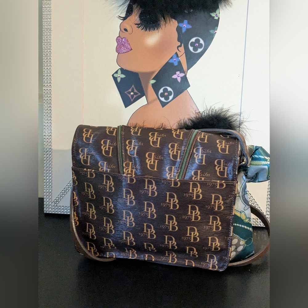 Dooney & Bourke Grace Signature DB Brown Crossbody Bag - Picture 6 of 17